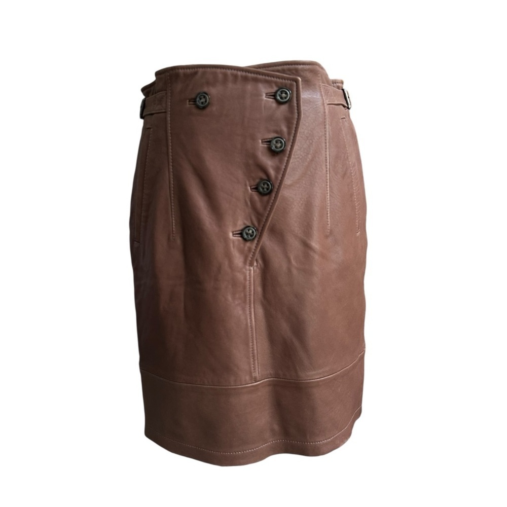 Maxmara Sportmax Code Brown Leather Button Front … - image 1